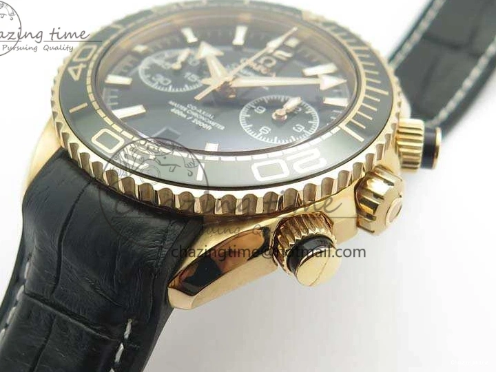 0515 Elegant Seamaster Pro Chrono RG OM Best Edition Black Ceramic Black Dial On Gummy Strap A 8128